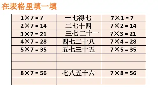 二年级上册数学课件4.1乘法除法二7的乘除法沪教版共21张PPT