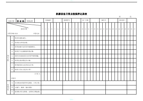 机械设备日常点检表