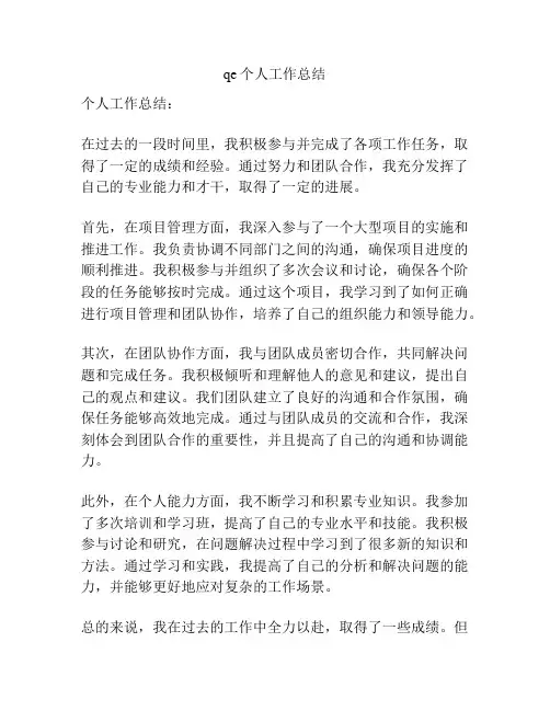qe个人工作总结