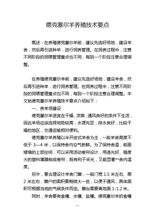 德克塞尔羊养殖技术要点