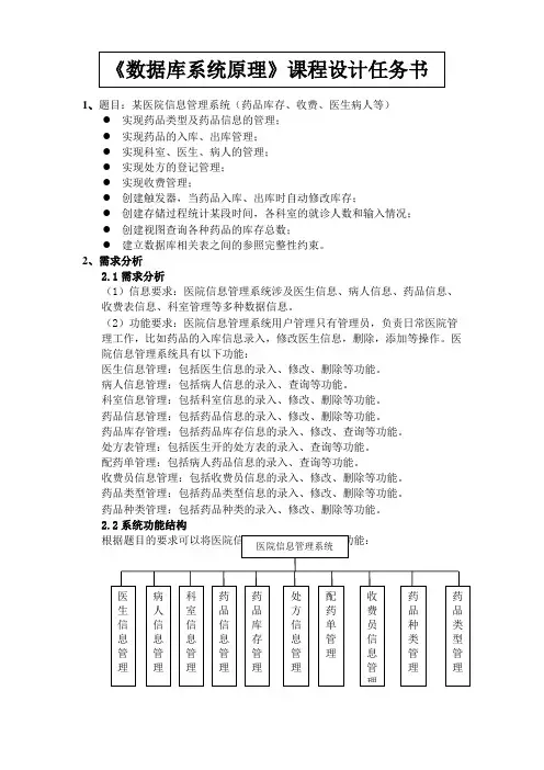 医院信息管理系统资料报告材料