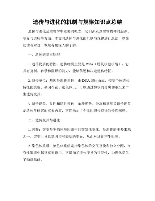 遗传与进化的机制与规律知识点总结