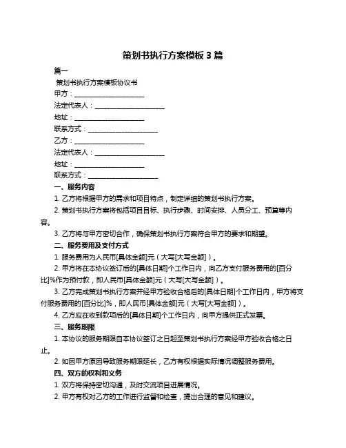 策划书执行方案模板3篇