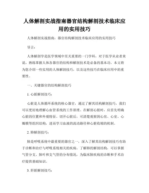 人体解剖实战指南器官结构解剖技术临床应用的实用技巧