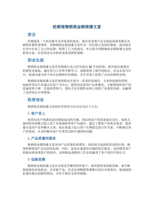 经销商精销商金销商潘文富