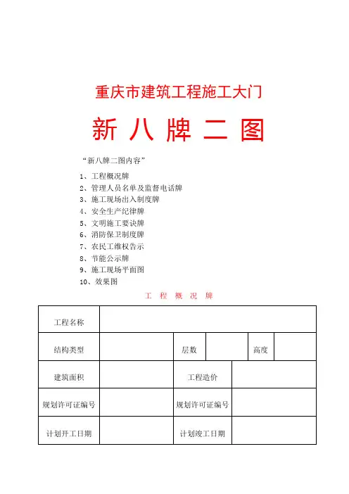 重庆建筑工程施工大门新八牌二图