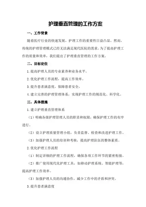 护理垂直管理的工作方案