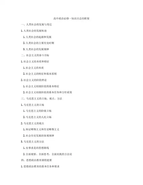 高中政治必修一知识点总结框架