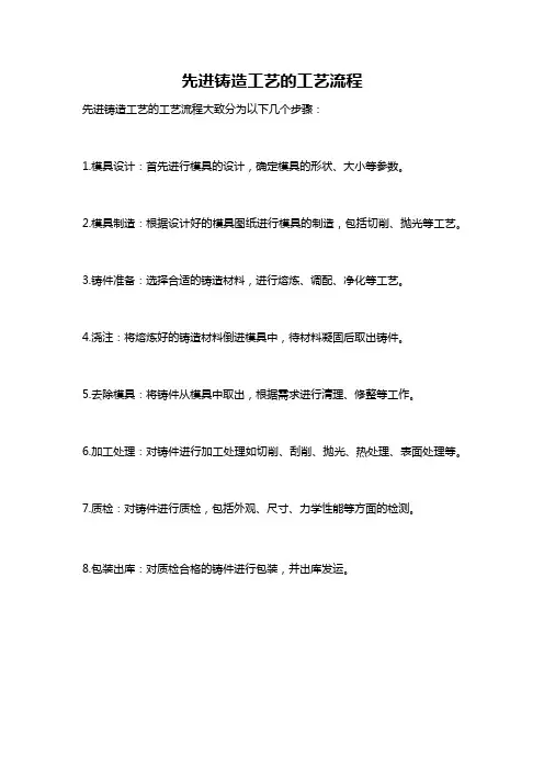 先进铸造工艺的工艺流程