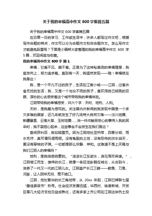 关于我的幸福高中作文600字集锦五篇