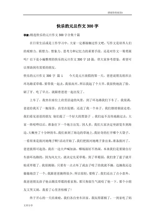 快乐的元旦作文300字_25