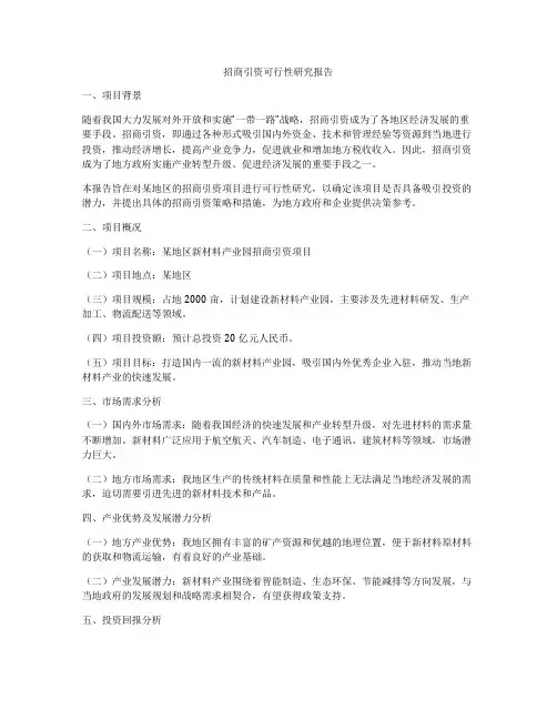 招商引资可行性研究报告