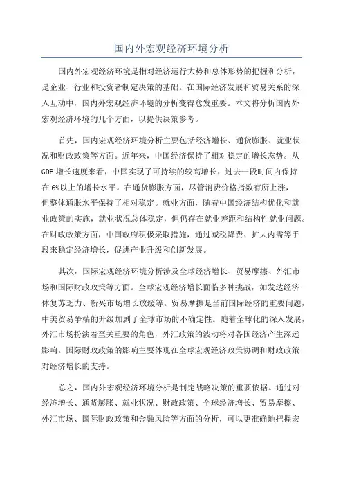 国内外宏观经济环境分析