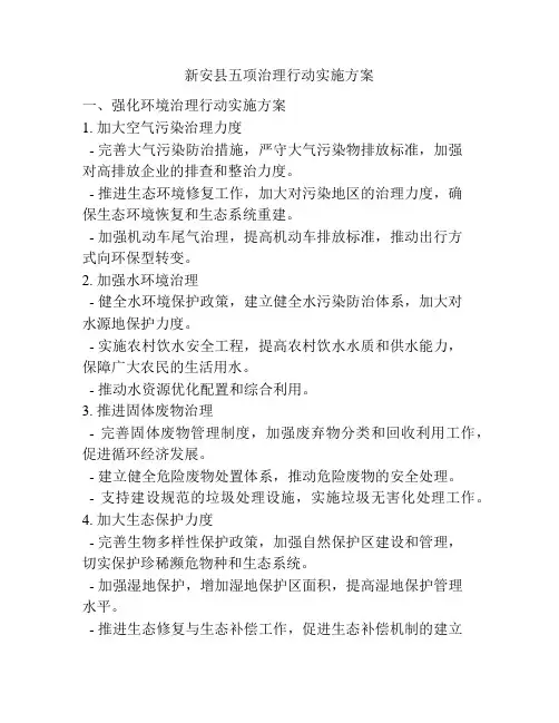 新安县五项治理行动实施方案