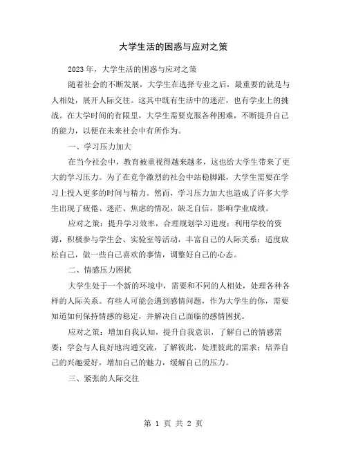 大学生活的困惑与应对之策