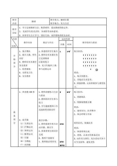 足球颠球教案