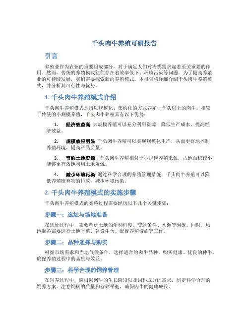 千头肉牛养殖可研报告