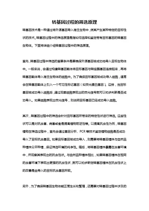转基因过程的筛选原理