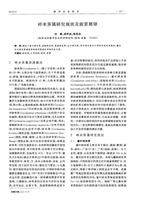 碎米荠属研究现状及前景展望