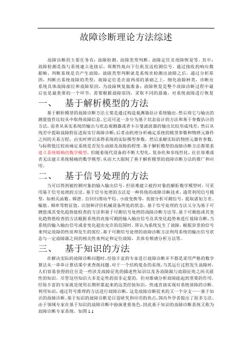 故障诊断理论方法综述