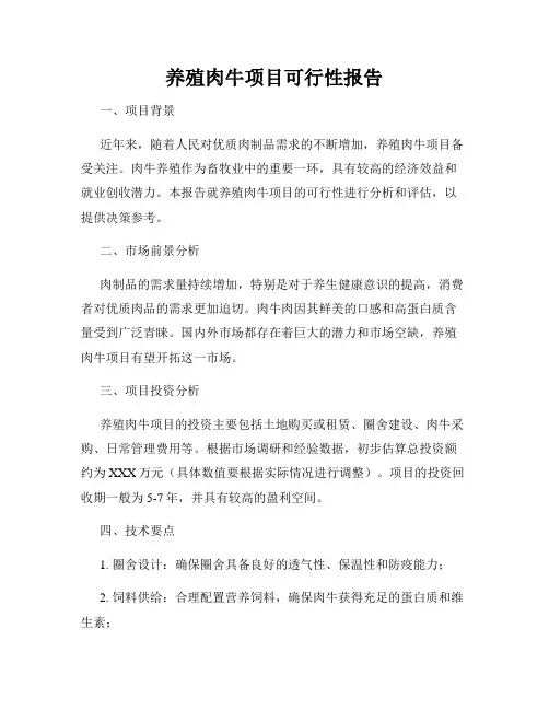养殖肉牛项目可行性报告