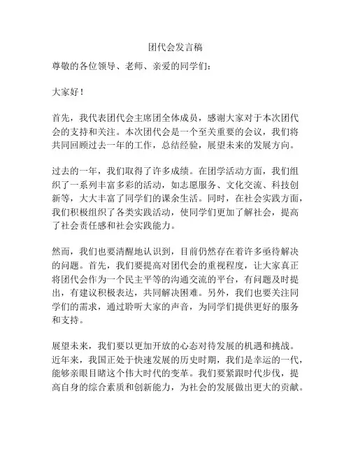 团代会发言稿