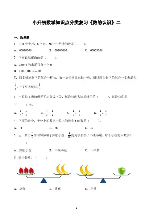 小升初数学知识点分类复习《数的认识》二