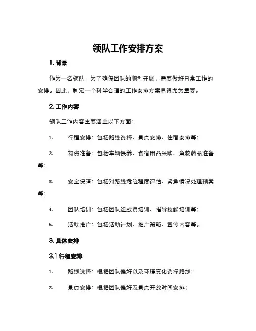 领队工作安排方案
