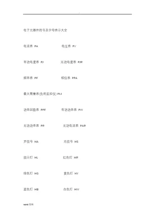 电子元器件符号字母表示大全