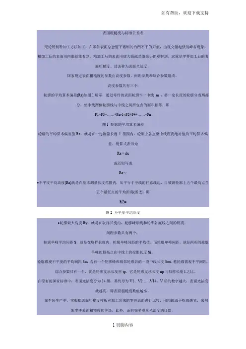 表面粗糙度与标准公差表