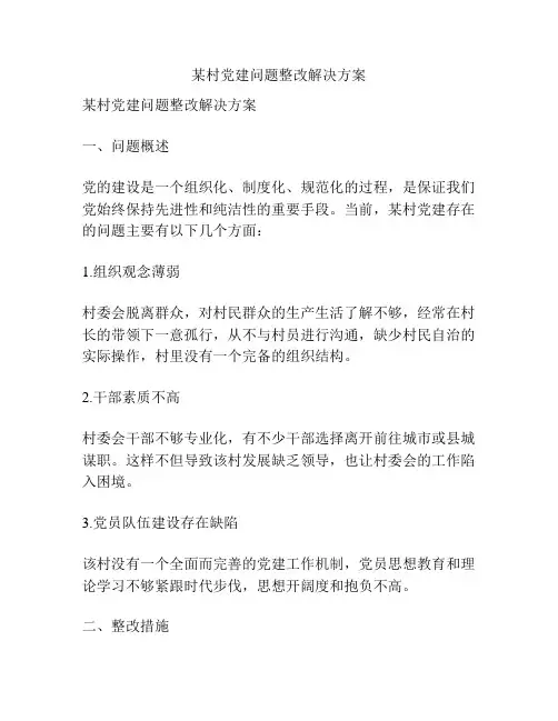 某村党建问题整改解决方案