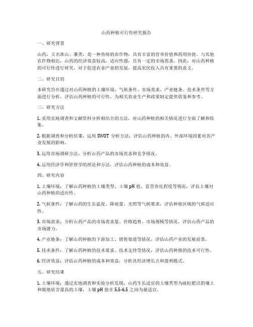 山药种植可行性研究报告