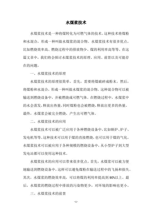 水煤浆技术