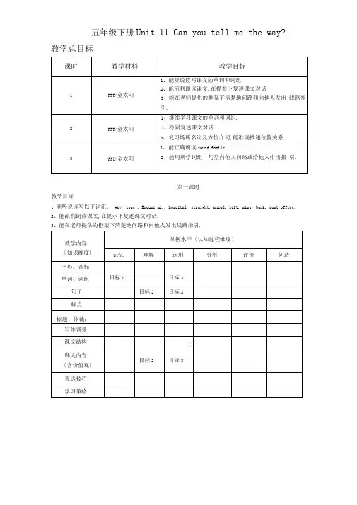 unit11Canyoutellmetheway教学设计