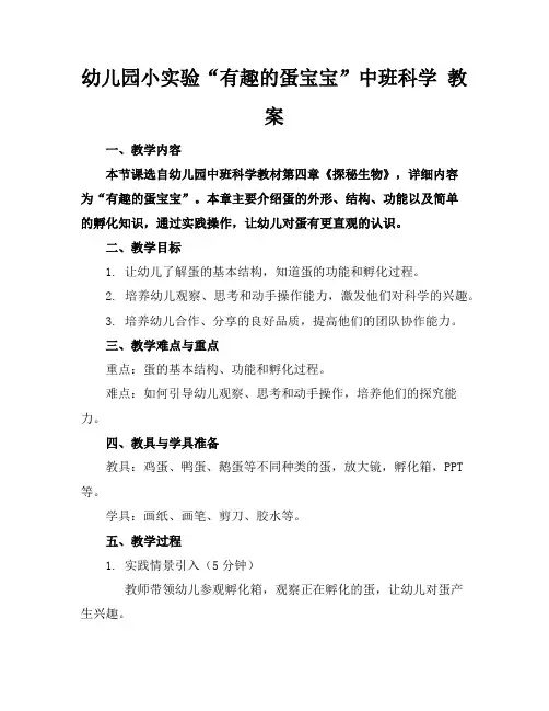 幼儿园小实验“有趣的蛋宝宝”中班科学教案