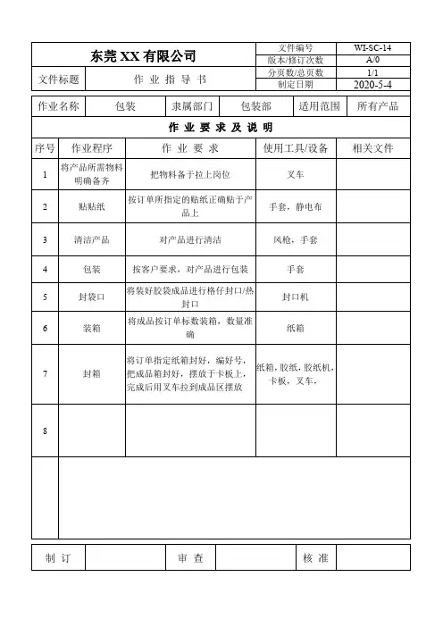SC-14包装部-包装作业指导书