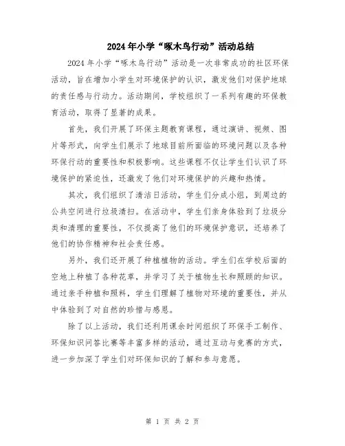 2024年小学“啄木鸟行动”活动总结