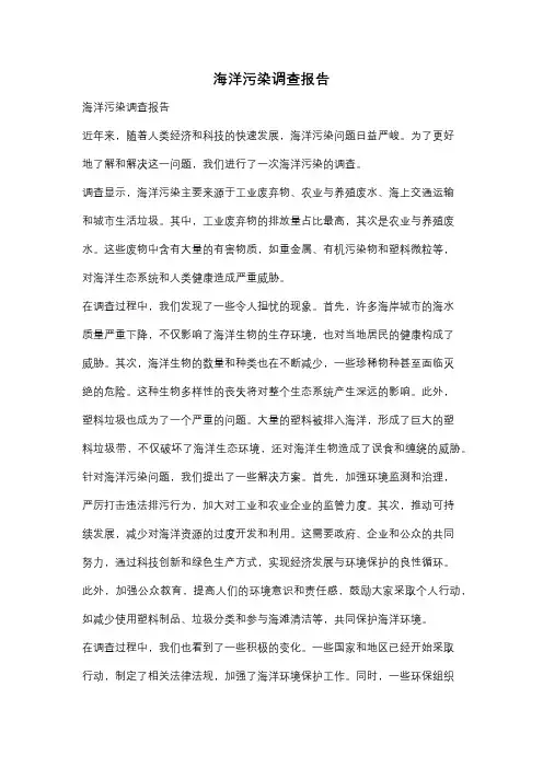 海洋污染调查报告
