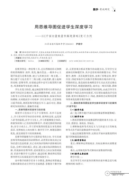 用思维导图促进学生深度学习——以《平面向量数量积解题策略》复习为例
