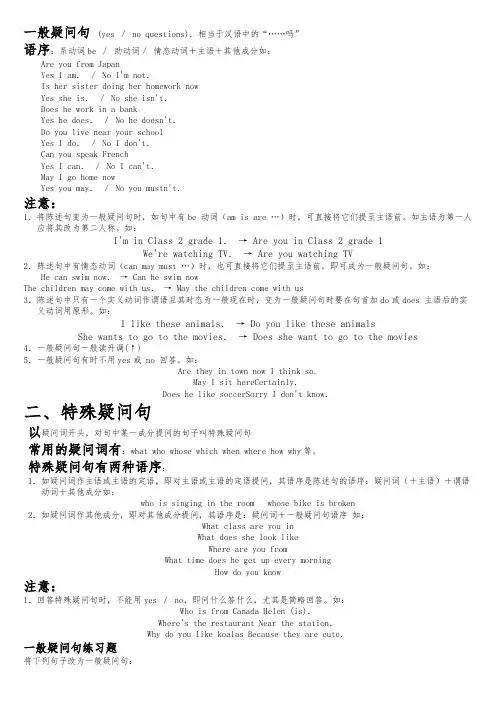 一般疑问句-特殊疑问句