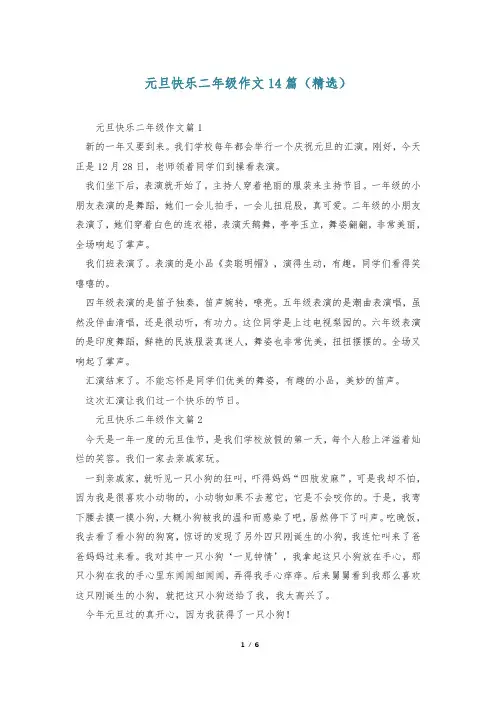 元旦快乐二年级作文14篇(精选)