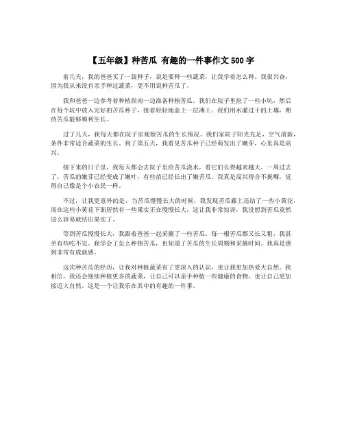 【五年级】种苦瓜 有趣的一件事作文500字