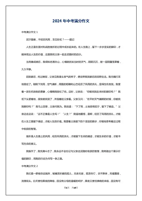 2024年中考满分作文