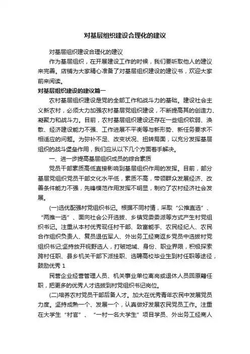 对基层组织建设合理化的建议