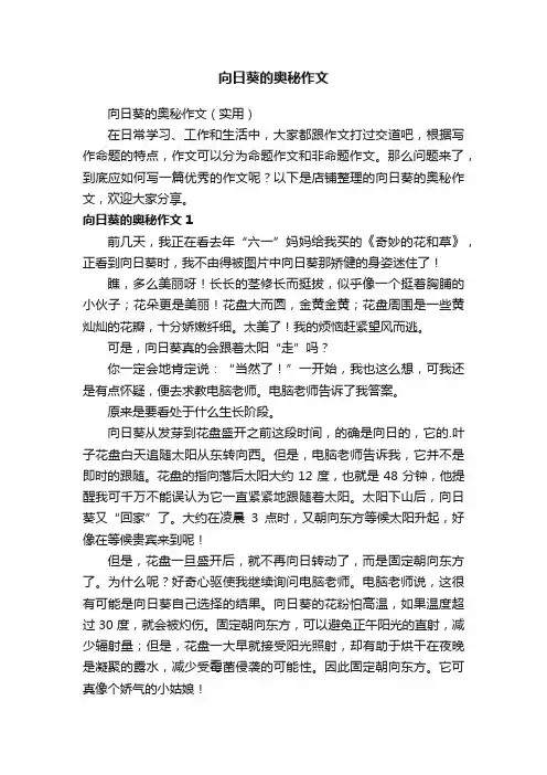 向日葵的奥秘作文