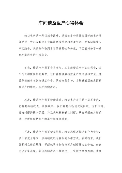 车间精益生产心得体会