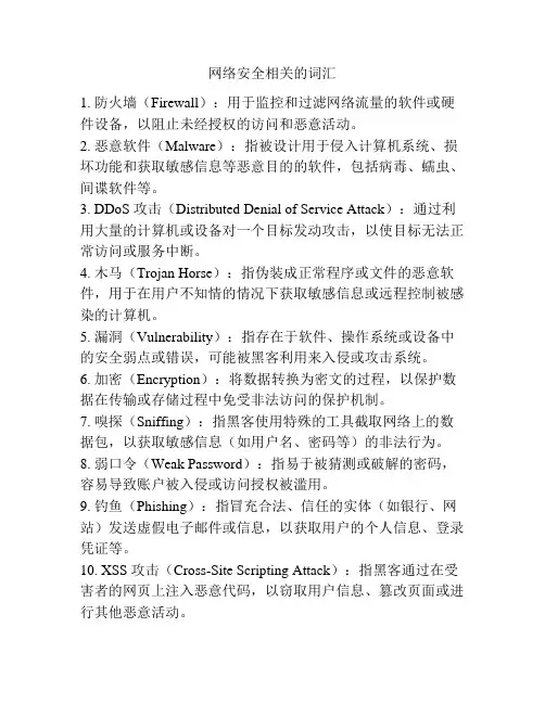 网络安全相关的词汇