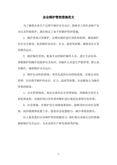 企业锅炉管控措施范文