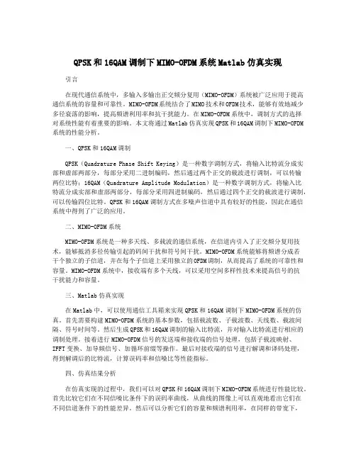 QPSK和16QAM调制下MIMO-OFDM系统Matlab仿真实现