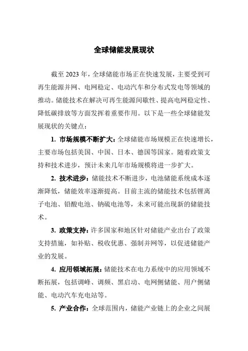全球储能发展现状